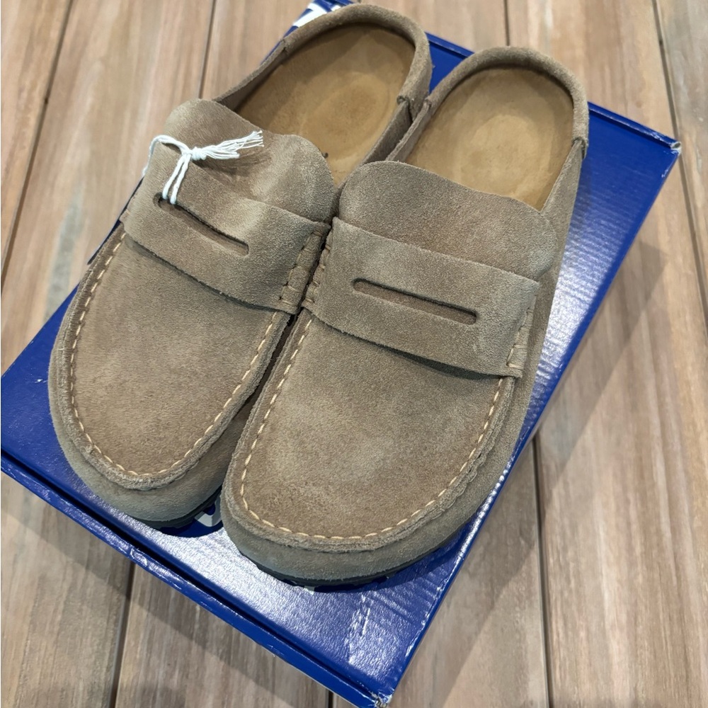 Birkenstock Naples Taupe Suede Wrapped Naples, 39 Narrow, Brand New With Box